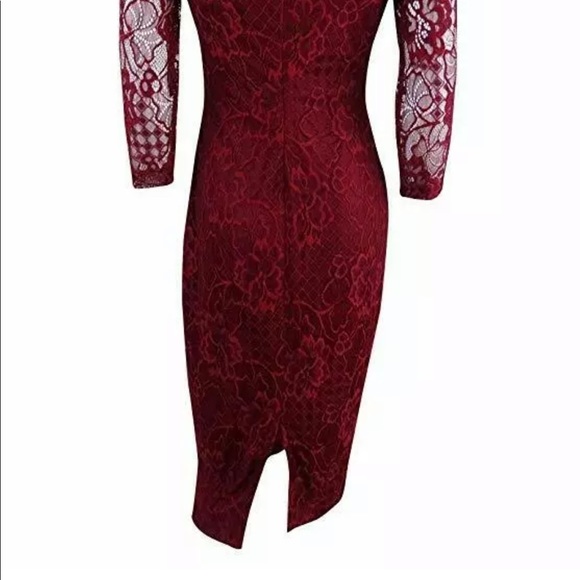 Jessica Simpson red lace midi sheath dress - Picture 3 of 8
